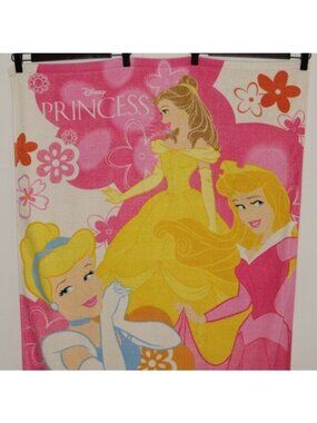 Disney Store Kids Pink & Blue Princess Cotton Terry Beach Towel